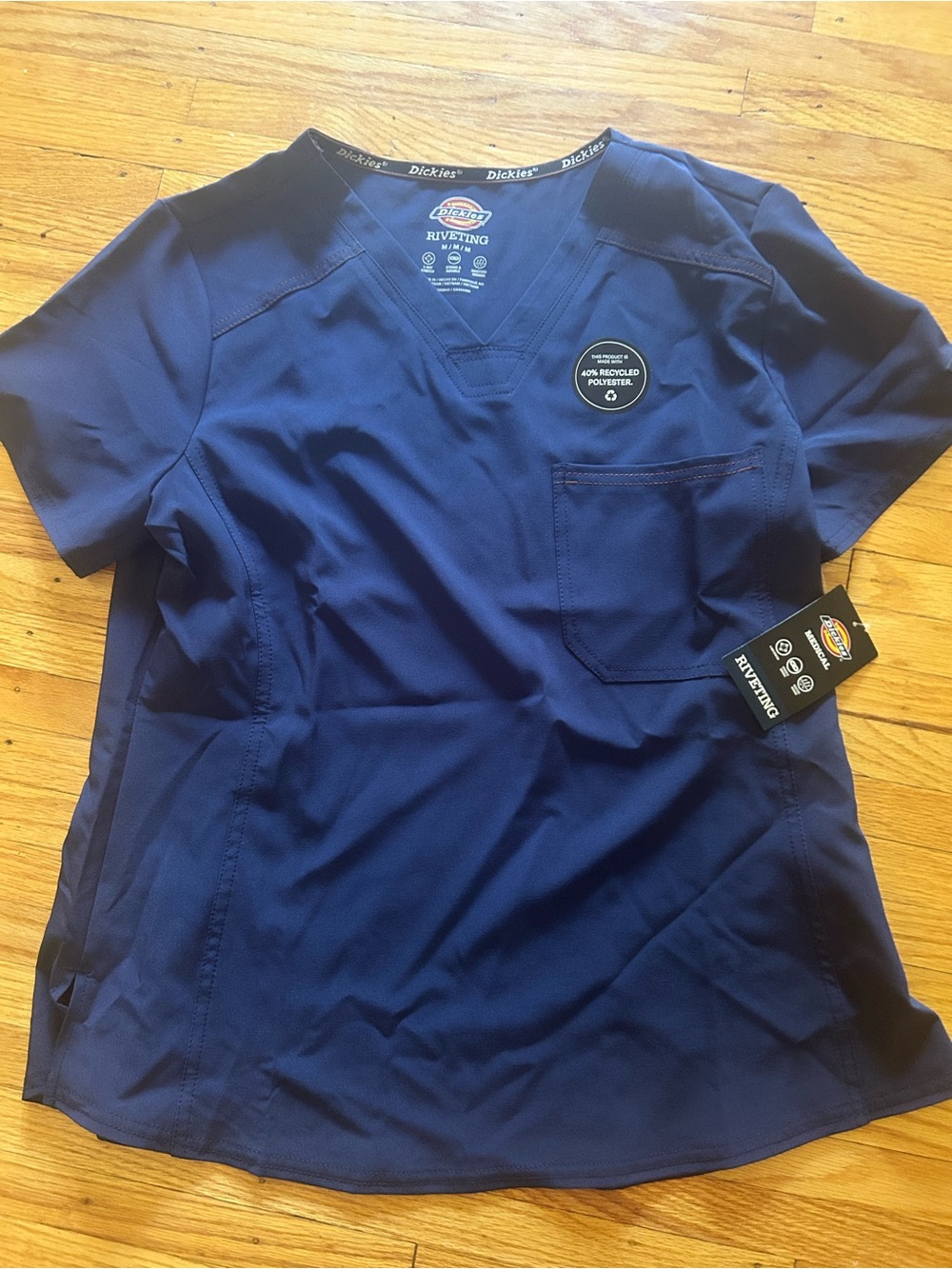 Dickies Navy Blue V-Neck Scrub Top